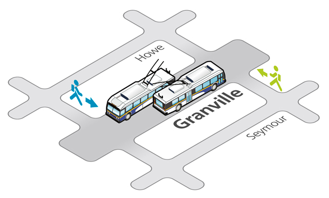 Trolley buses are back on Granville Street starting Tue Sept 7