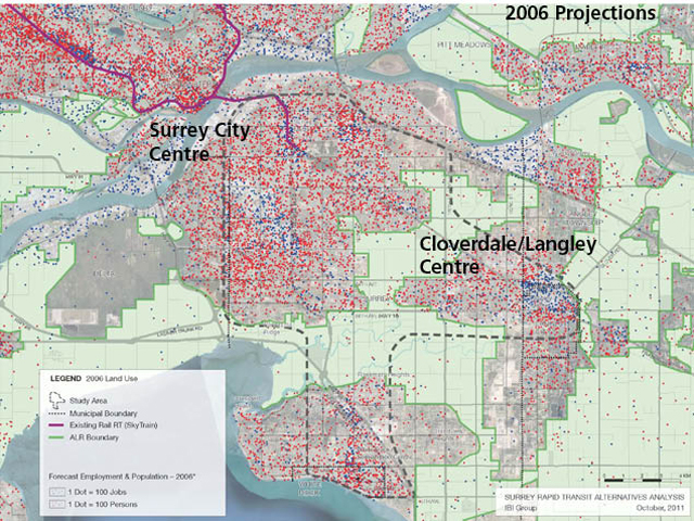 Projected land use south of the Fraser River in 2006