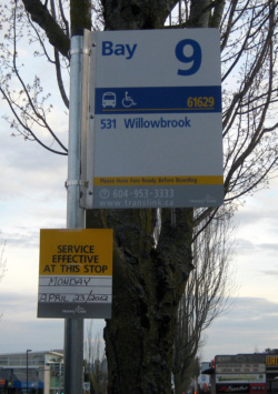 Bus bay 9 at White Rock Centre