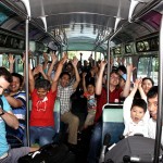 A vintage bus full of I Love Transit fans!
