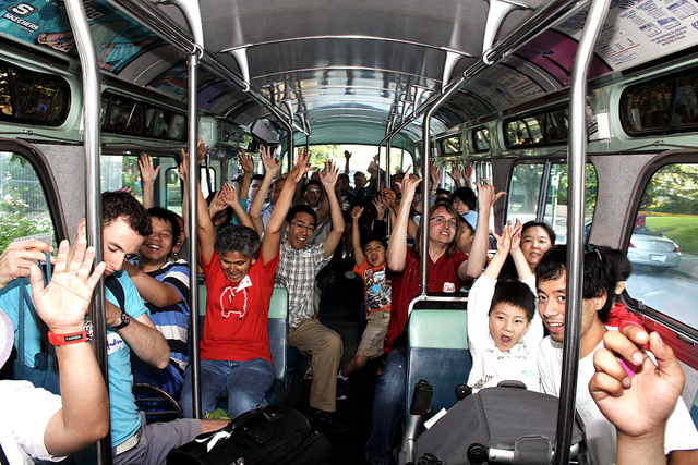 A vintage bus full of I Love Transit fans in 2012!