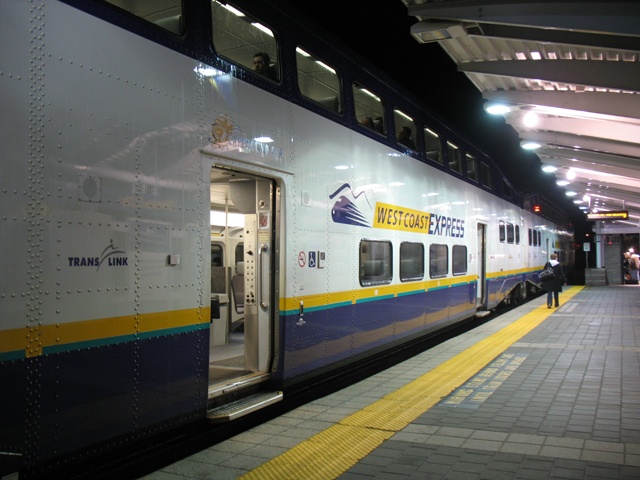 From 2010: the 6 a.m. West Coast Express train parked at Mission City Station.