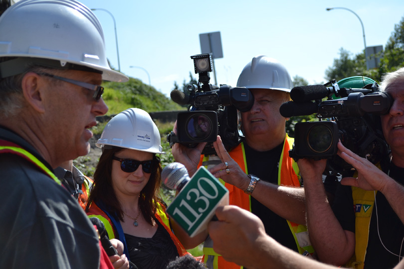 Many Media outlets interviewing Bob Moore, Bridge Operations Manager