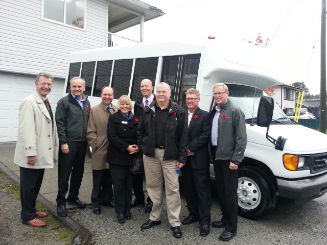 Group picture of Coquitlam & Port Coquitlam MLA's and Mayors, with TransLink EVP Bob Paddon and Rob Thiessen from Hope for Freedom Society. 