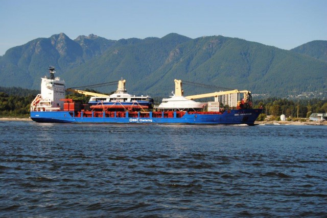 The Burrard Otter II in the otter-filled Burrard Inlet