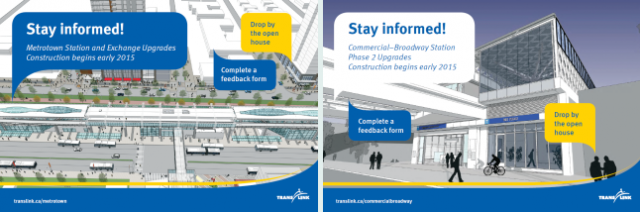 Hear what’s coming up at Metrotown Station and Commercial-Broadway Station!