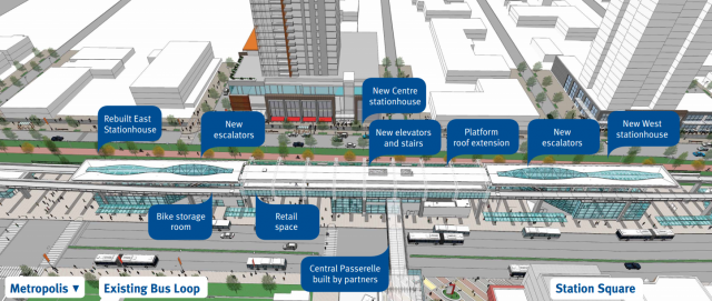 Summary of station upgrades at Metrotown Station