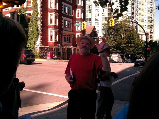 John Atkin leading a walk on Eveleigh St in Vancouver Photo courtesy of Wendy Cutler