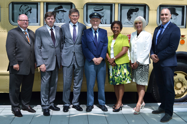 From Left to Right (Doug Allen, Interim CEO; Barry Forbes, Board Vice-Chair; Cathy McLay, CFO and Executive Vice-President, Finance and Corporate Services; Sandra Hentzen Executive Vice President, Human Resources; Angus MacIntrye, Retired Bus Operator 