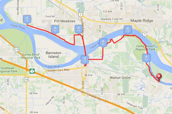 Race day route along the Trans Canada Trail