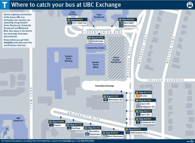 Bus stop locations as of March 6, 2017