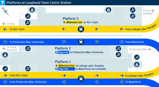 Lougheed Town Centre Station platform diagram