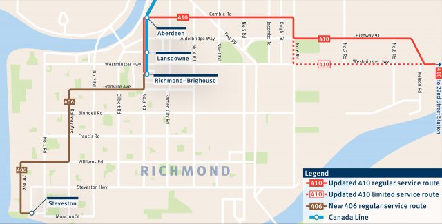 The 406 and 410 routes starting on Sept. 3, 2018
