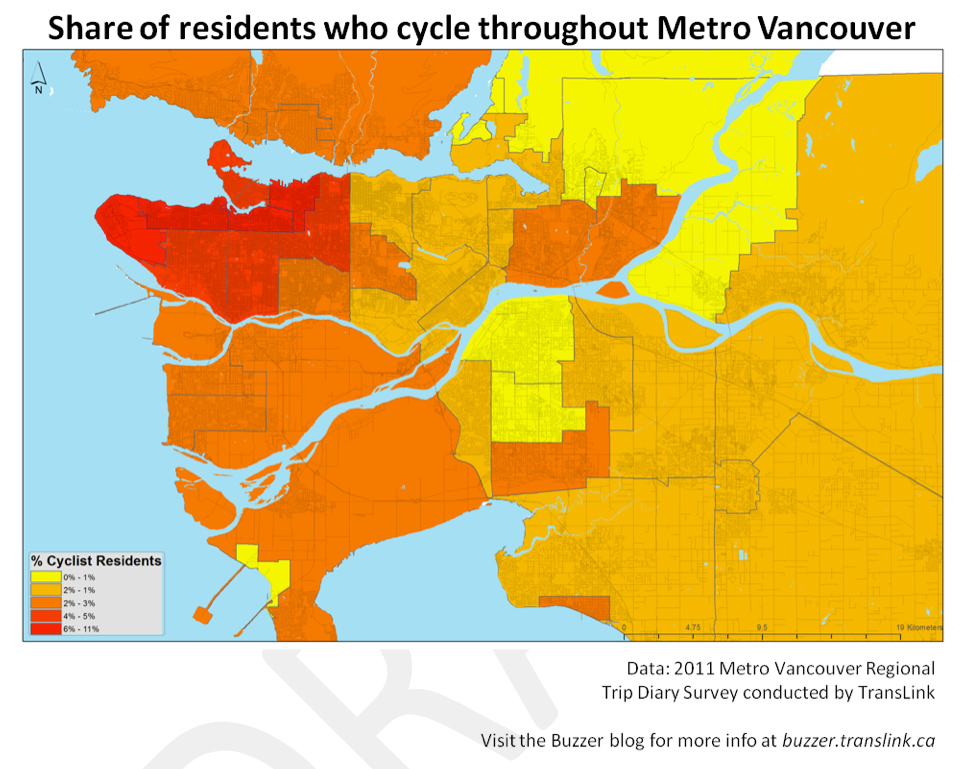 Share of residents who cycle in Metro Vancouver