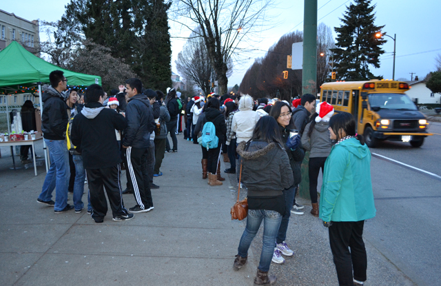 Students waiting for a #9 bus