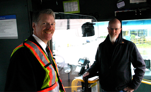 Mike Madill, CMBC and Nathan Woods, Unifor 111 are working together to protect the safety of operators and passengers.