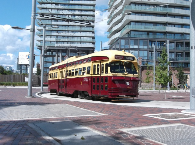 New loop at Distillery District. Route 514, a branch of the King Streetcar..
