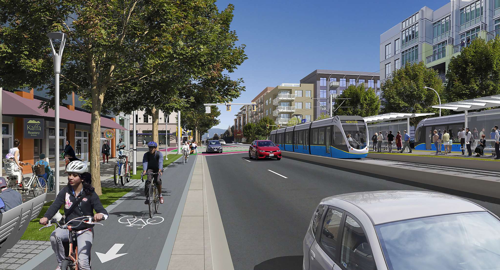 Rendering of the Surrey–Newton–Guildford LRT