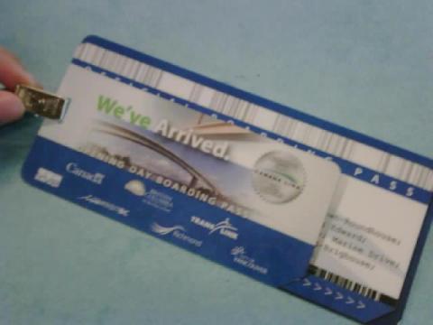 The boarding pass at theYVR Breakfast event for the Canada Line opening.