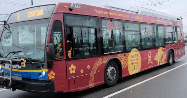 The Lunar New Year-wrapped bus will make its debut at the Vancouver Chinatown Spring Festival Parade and will start serving customers this coming Monday. 