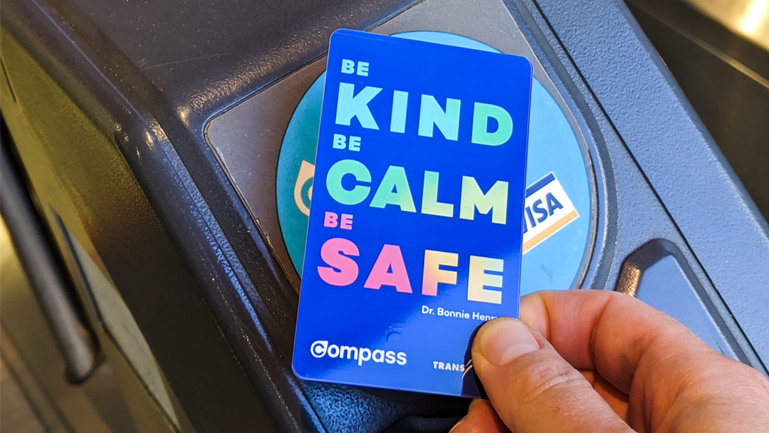 New compass card with "Be Kind Be Calm Be Safe"