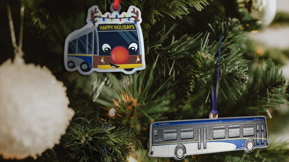 Bus and Reindeer Bus ornament