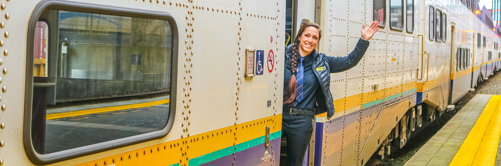 Laura Pineault, a West Coast Express train conductor
