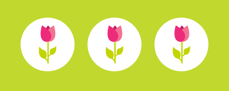 graphic image of three tulips on a green background