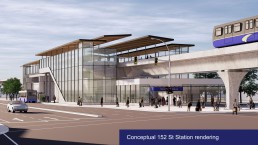 Rendering of the Surrey Langley SkyTrain station at 152nd Street