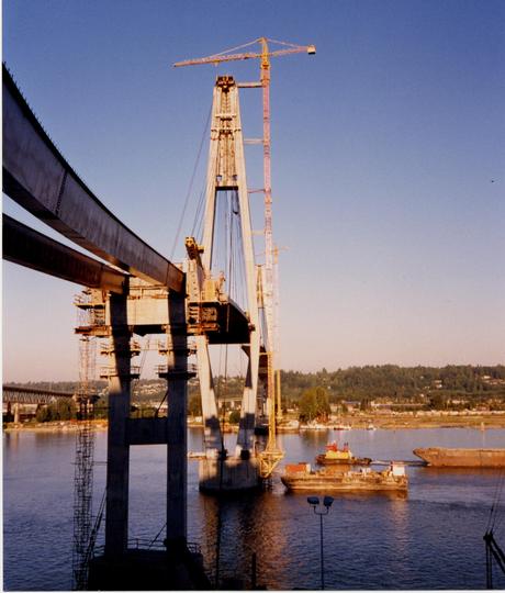 The SkyBridge under construction (Photo by Gordie McDonald, NWPF photo no. 2466)