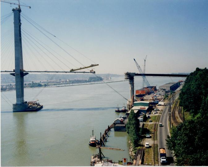 The SkyBridge under construction (Photo by Gordie McDonald, NWPF photo no. 2467)