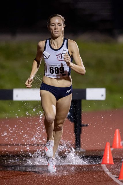 Alycia Butterworth competing in steeplechase (Photo Credit - Antoine Saito)