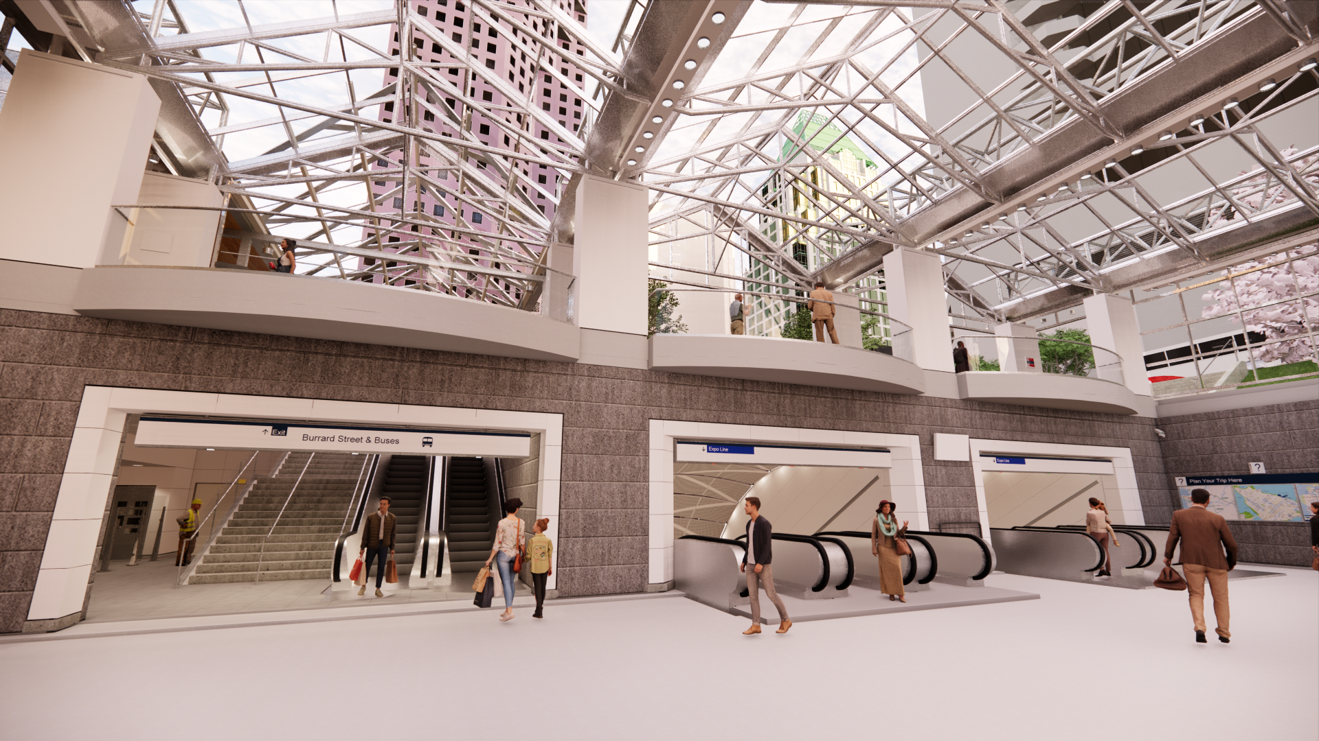 Rendering of the upgraded Burrard Station concourse