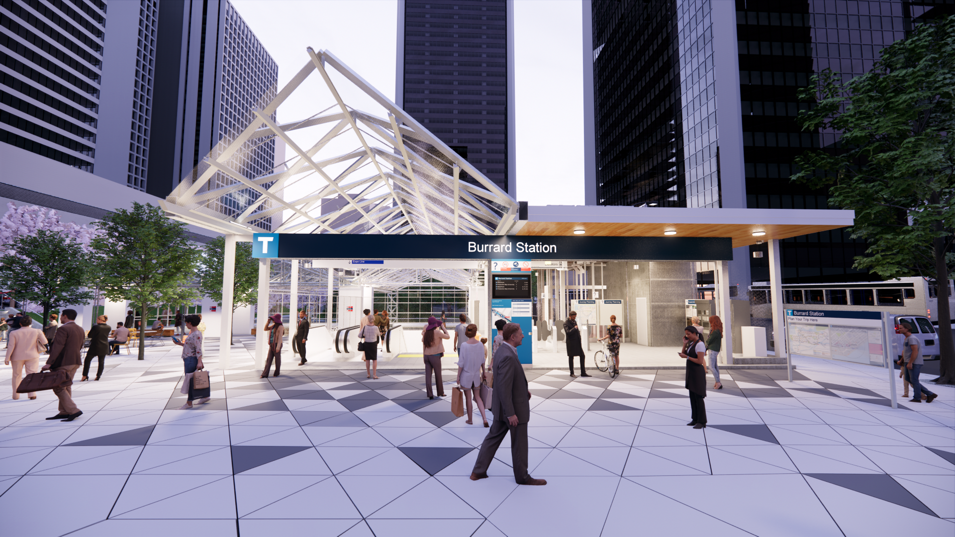 Rendering of the upgraded Burrard Station entrance plaza
