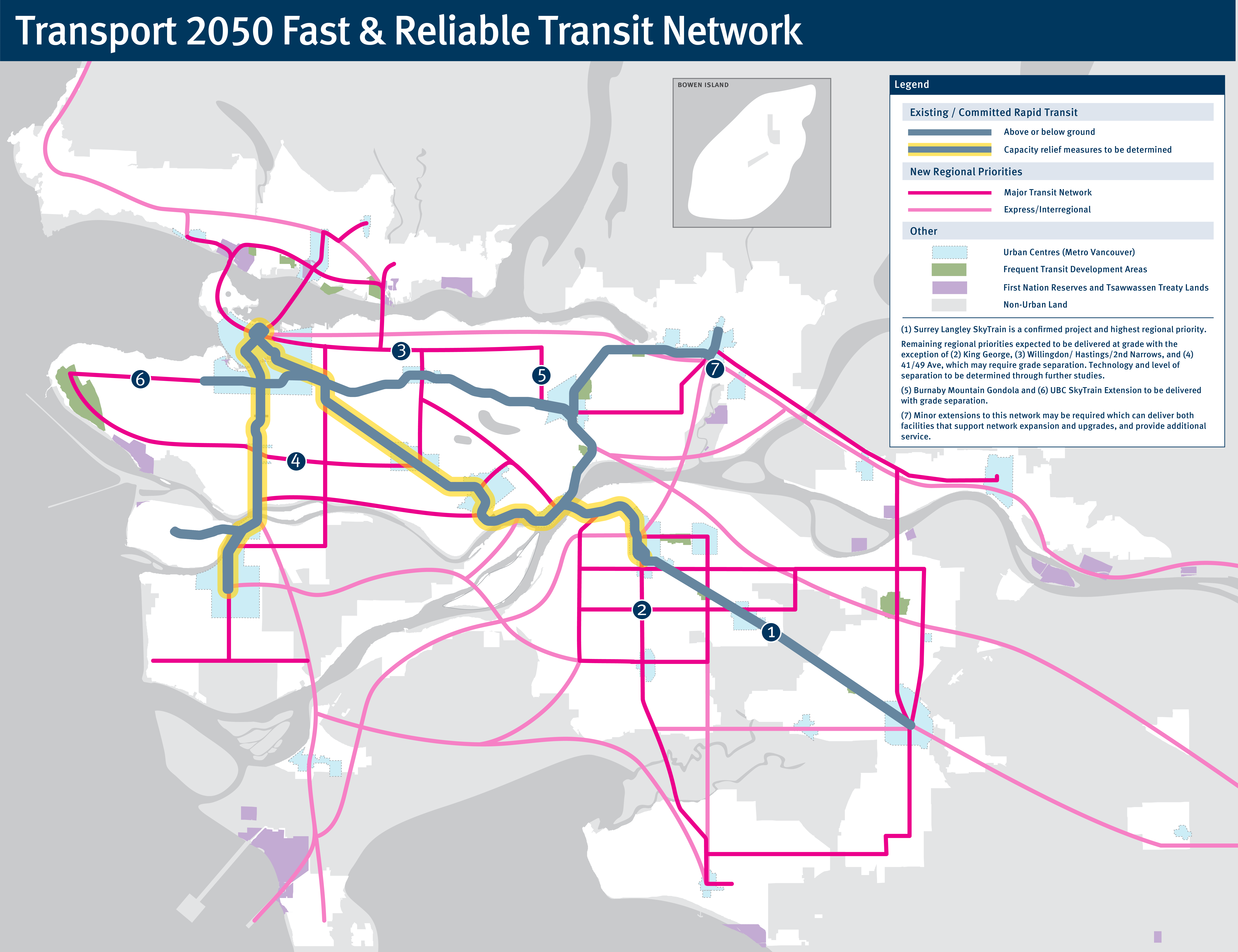 Transport 2050 Fast & Reliable Transit Network map