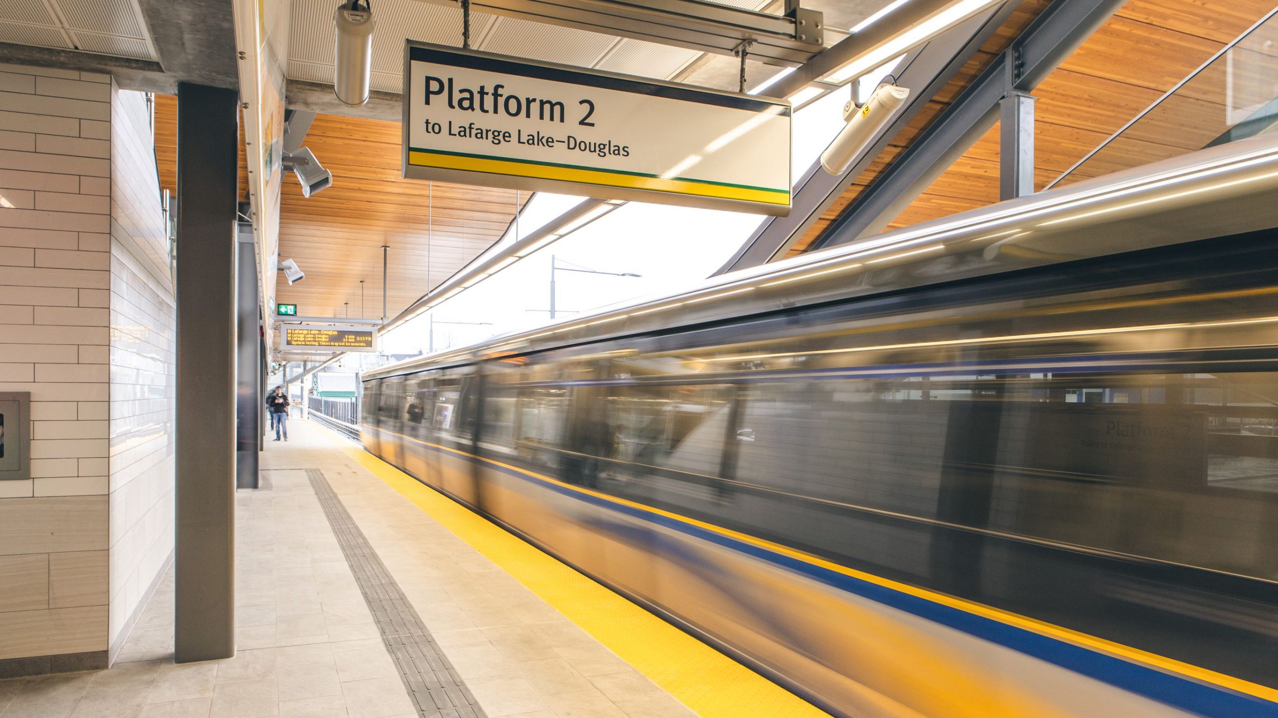 SkyTrain car arriving at Moody Centre Station