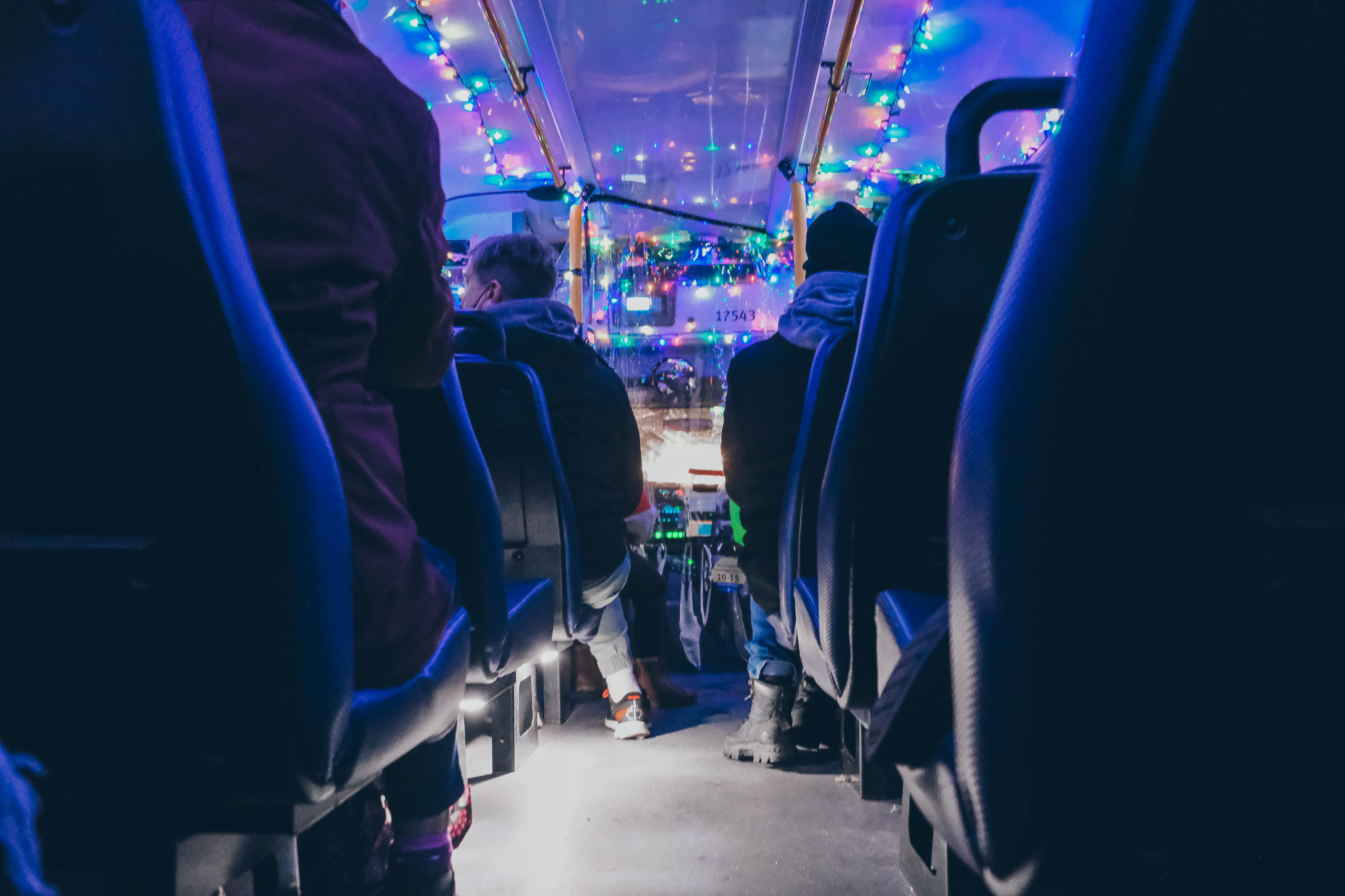 Photo of the inside of the Reindeer Bus at PNE WinterLights