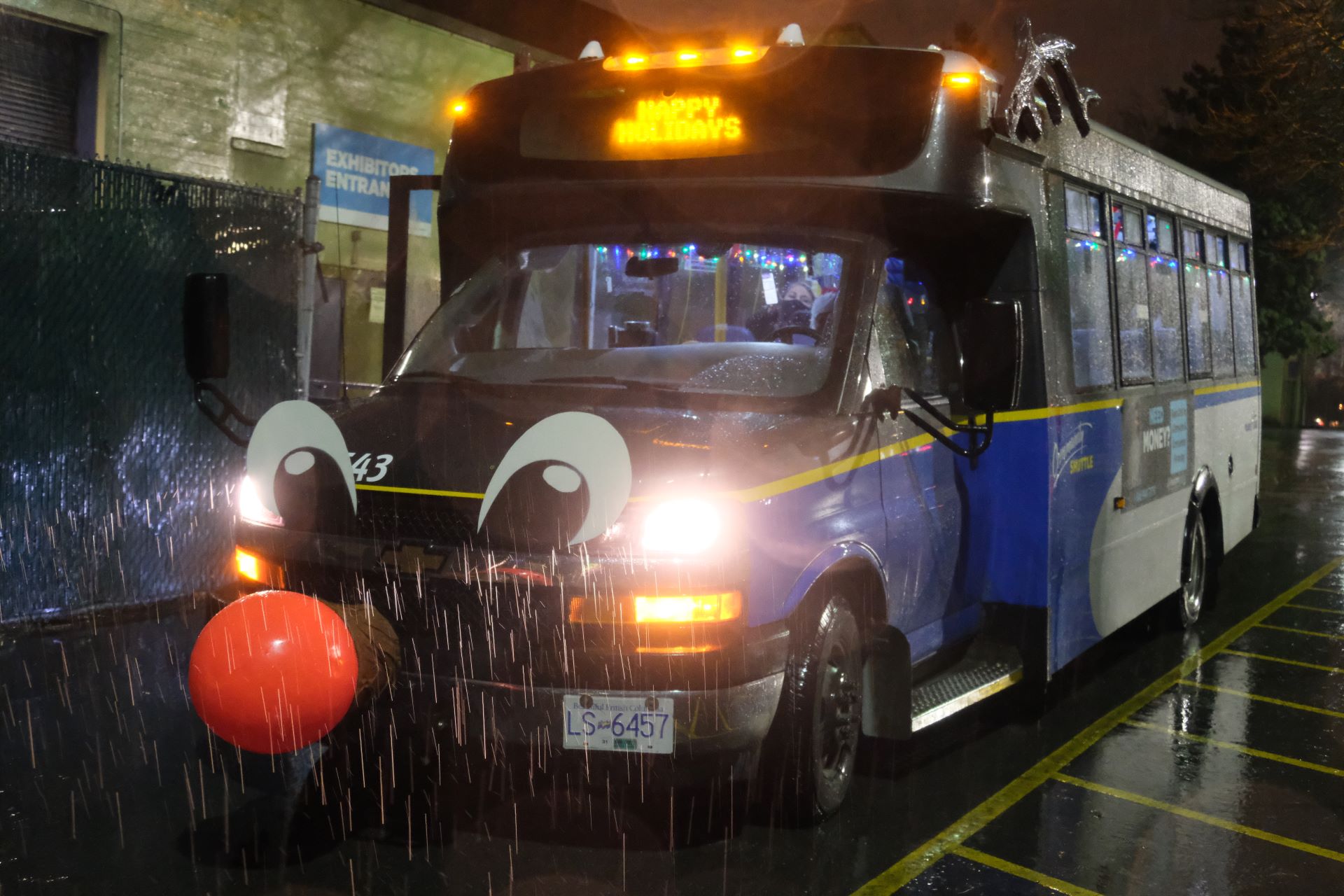 Photo of the Reindeer Shuttle waiting outside of PNE WinterLights