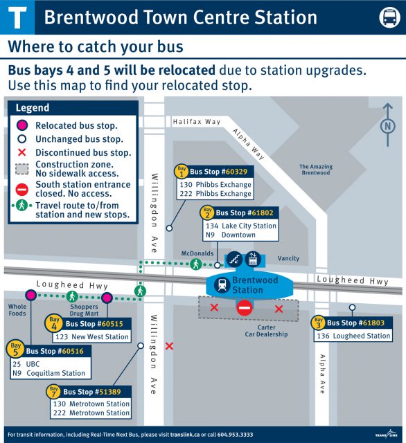 Brentwood bus bay map during renovations