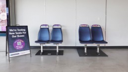 The two pairs of seats at the Lonsdale Quay SeaBus terminal for customers to try out