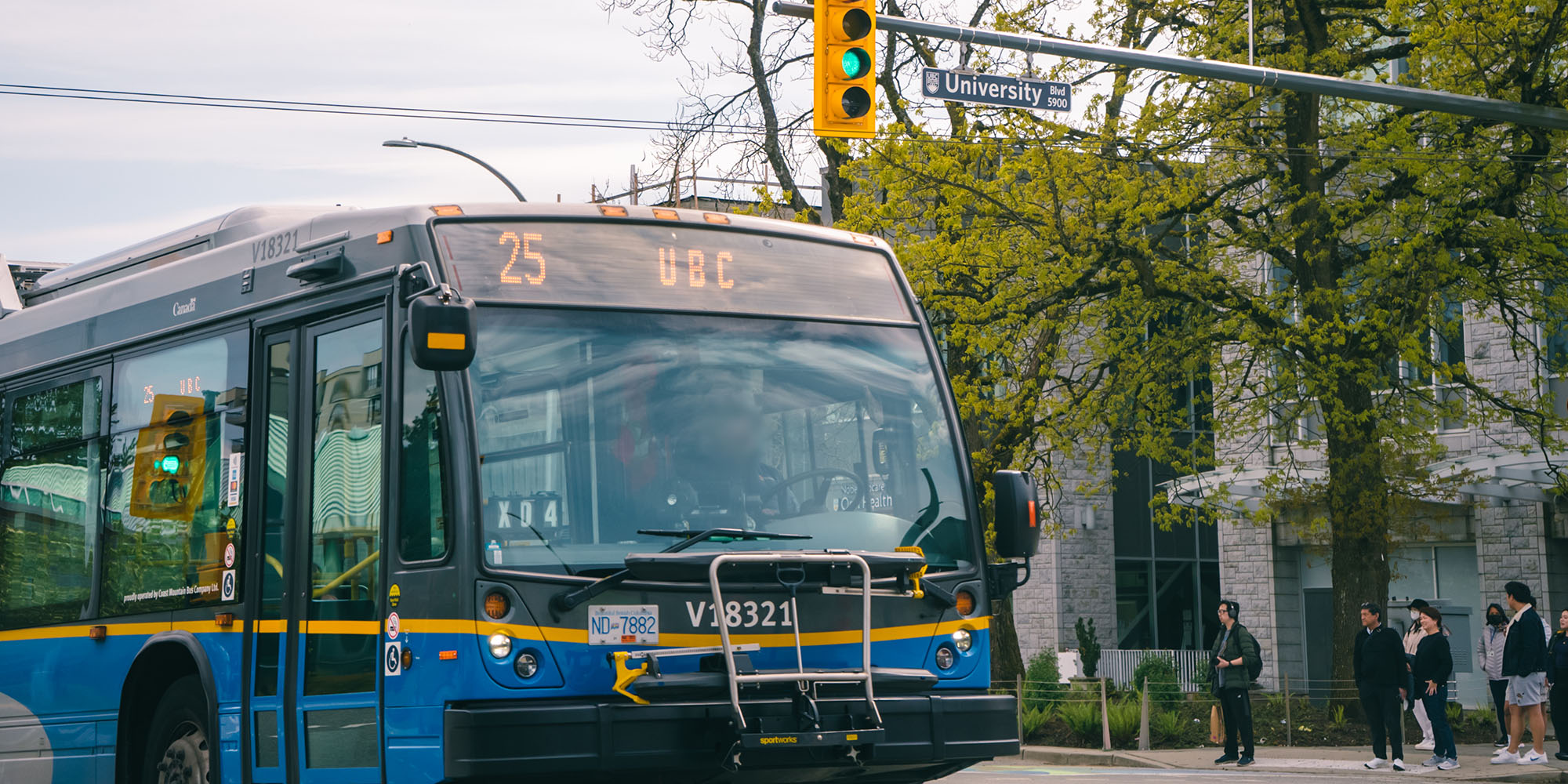 The 25 UBC bus at the University of British Columbia