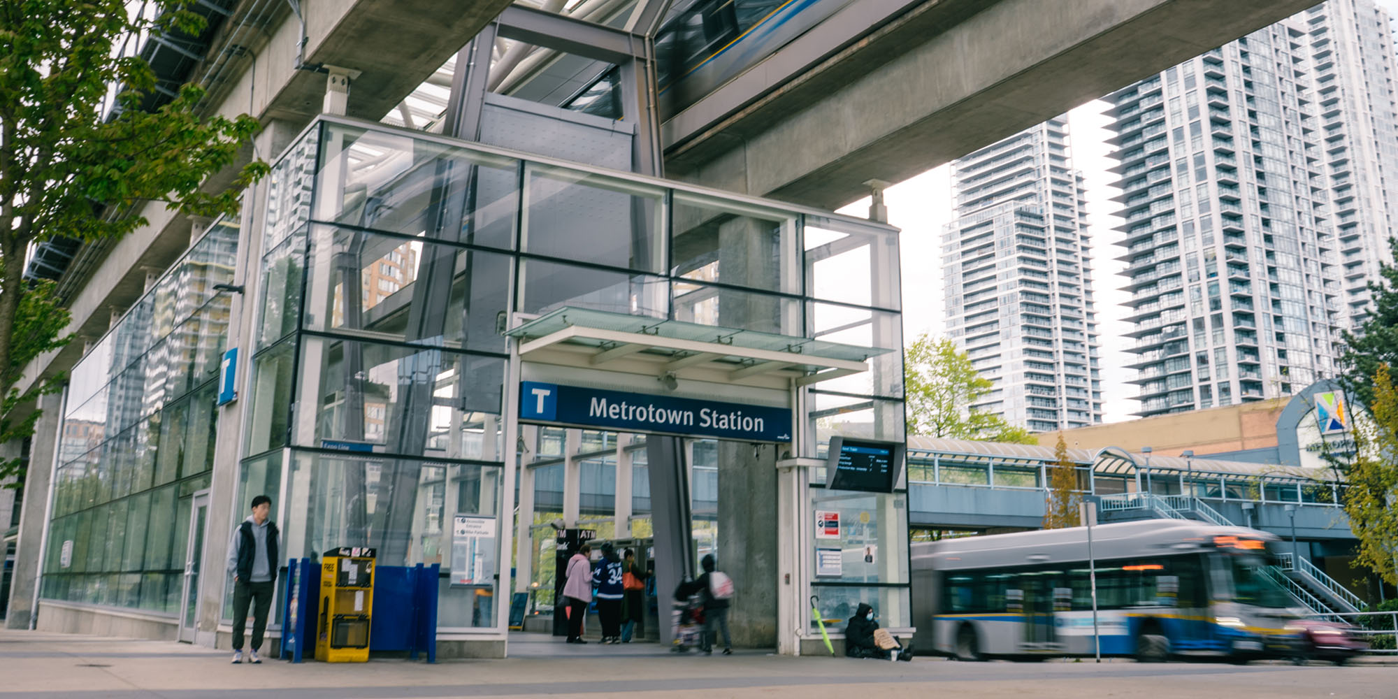 The east stationhouse entrance at Metrotown Station