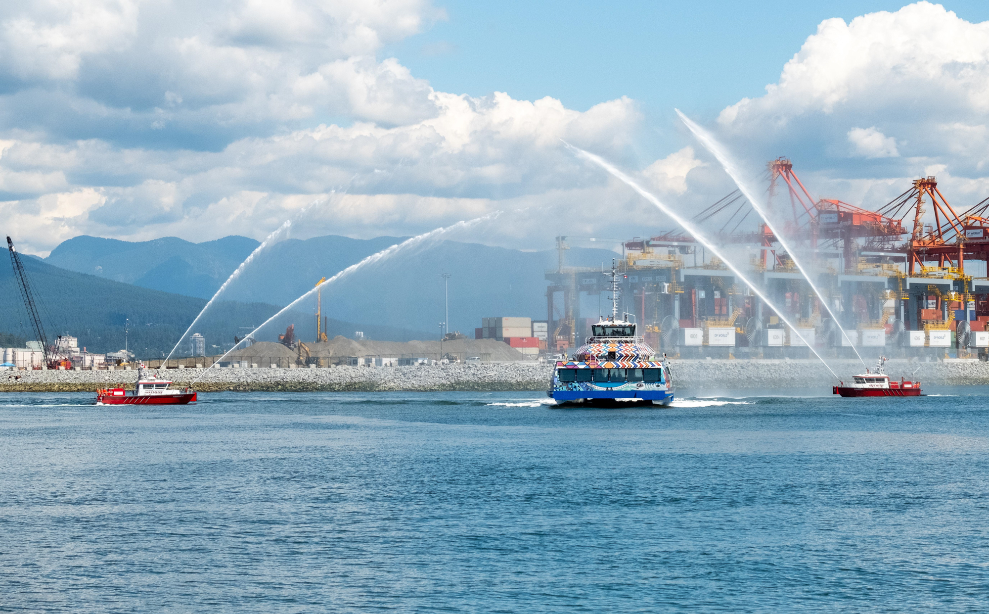 The Vancouver Fire Department give the Burrard Chinook a water salute