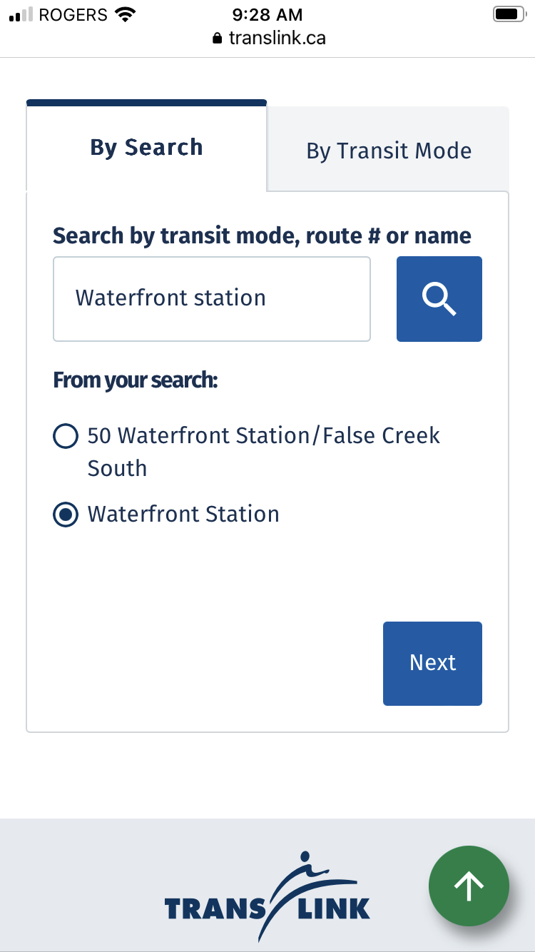Searching for a station in transit alerts