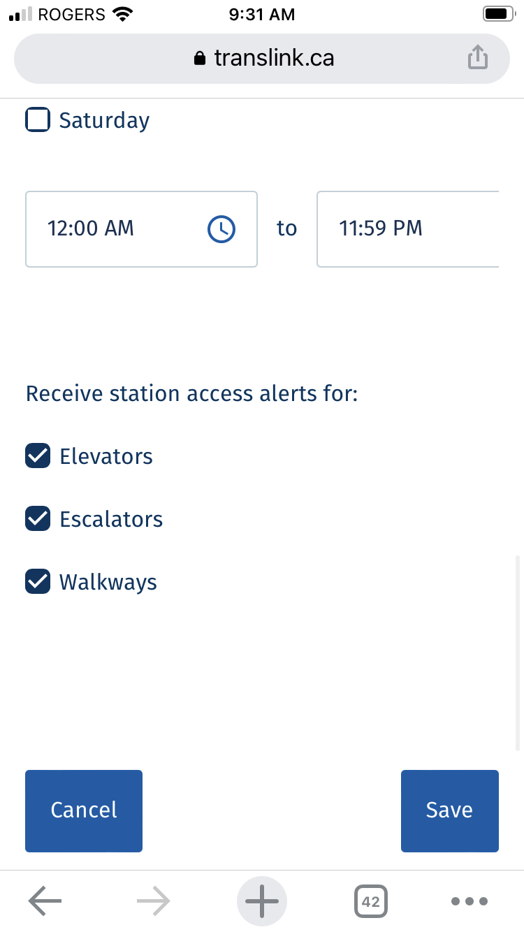 TRANSIT ALERTS: Elevators, escalators, walkways selection
