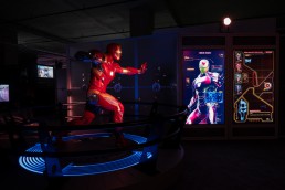 The Iron Man suit at the Avengers S.T.A.T.I.O.N. experience