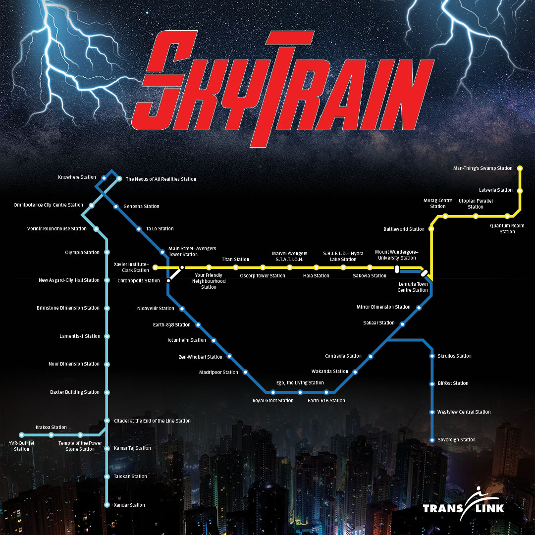 The Avengers SkyTrain map