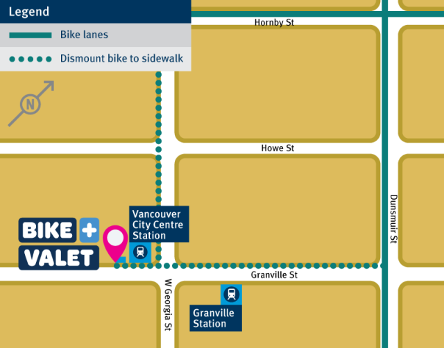 Vancouver City Centre Bike Valet map
