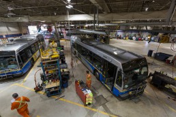 A bus in maintenance