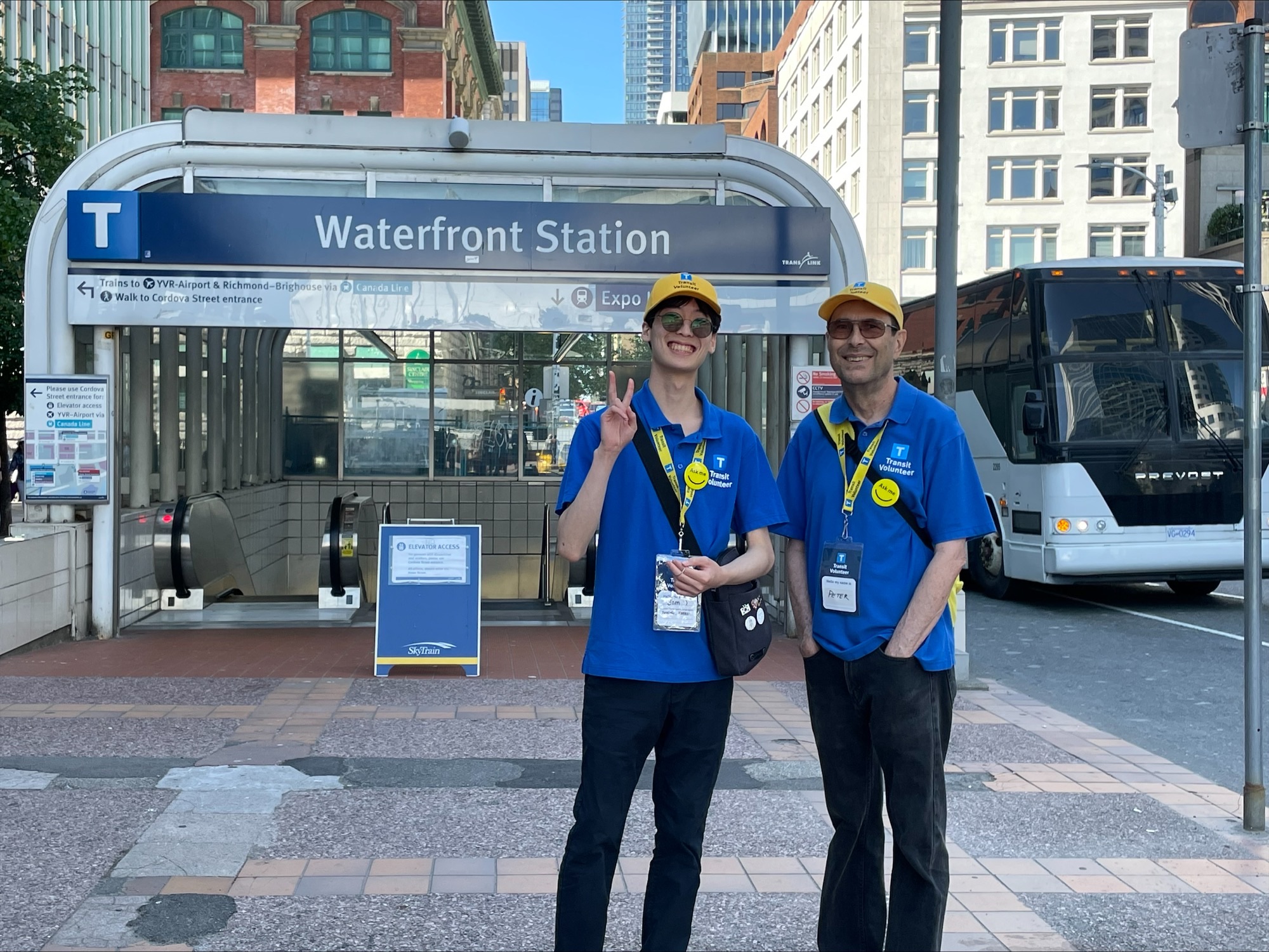 Community Transit Volunteers at a Waterfront Station entrance